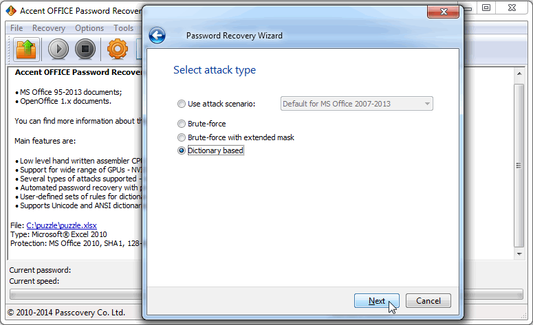 Choose the dictionary attack out of three options
